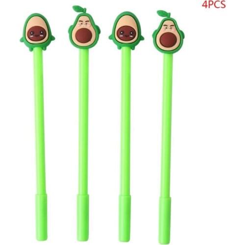 4pcs 0.5mm Cute Face Expressions Avocado Gel Ink Pen Signature Neutral Writing U4LD