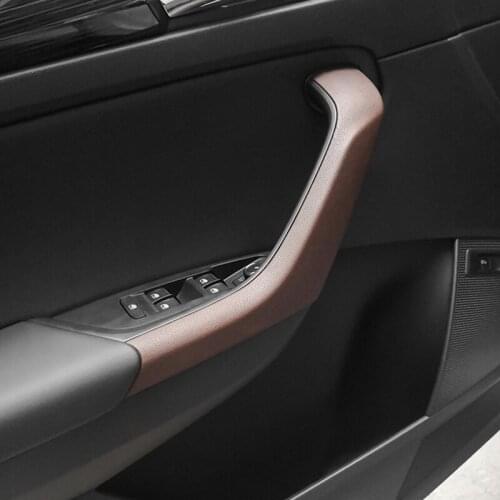 4PCS/Set Microfiber Leather Auto Inner Door Armrest Protective Sticker Fit For Skoda Kodiaq Interior Decoration Car Accessories