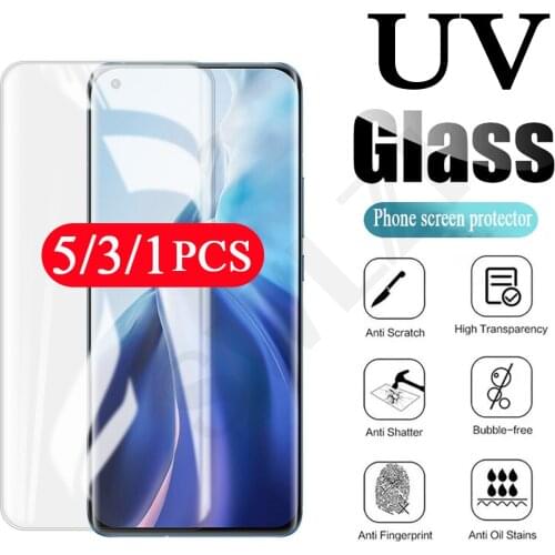 5/3/1Pcs UV Glass protective film for Xiaomi mi CC9 pro note 10 lite 10s 11 pro Ultra UV tempered glass phone screen protector