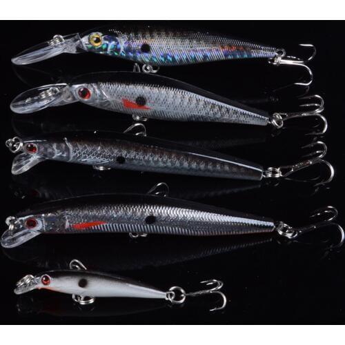 Minnow 5pcs Fly Fishing Lure Set China Hard Bait Lure Wobbler Carp 5 Models Fishing Tackle wholesale With 3D Eyes