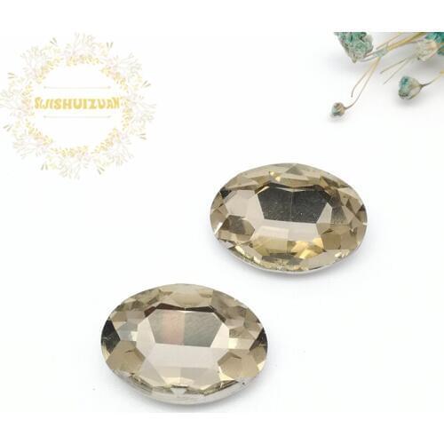 Mobile Accessories Light coffee Oval shape Crystal Glass Sewing Rhinestones Pointback DIY Wedding Dress and Bag