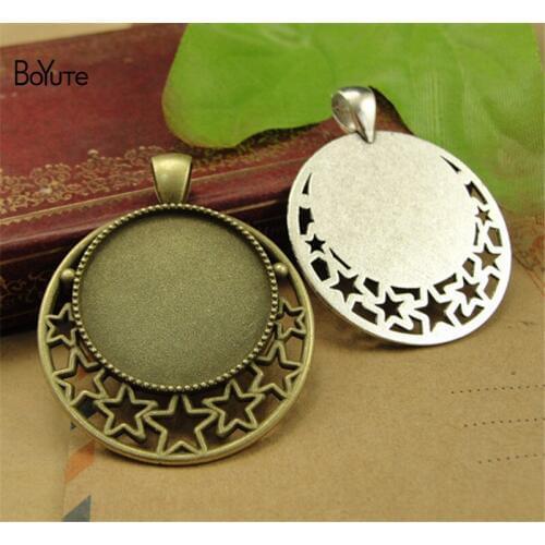 BoYuTe (30 Pieces/Lot) Wholesale Round 25MM Cabochon Pendant Base Diy Hand Made Blank Tray Bezel Jewelry Accessories
