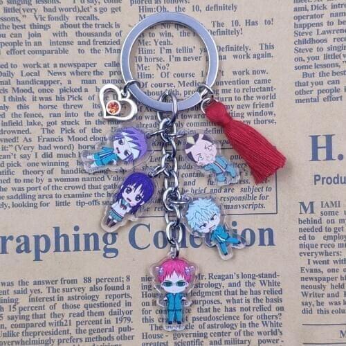 The Disastrous Life of Saiki Kusuo Acrylic Tassels Classic Anime Keychain Psychic Kusuo For Bag Car Women Men Jewelry Key Ring
