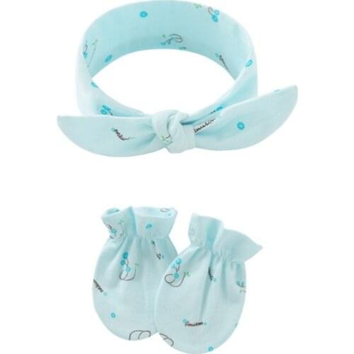T5EC Baby Anti-scratching Gloves Bow Headband Set Newborn Mittens Hair Band Headwear
