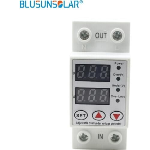 Din Rail 1-63A 270V Dual Display Adjustable Over Voltage Current and Under Voltage Protective Device Protector Relay TOMZN TOVPD