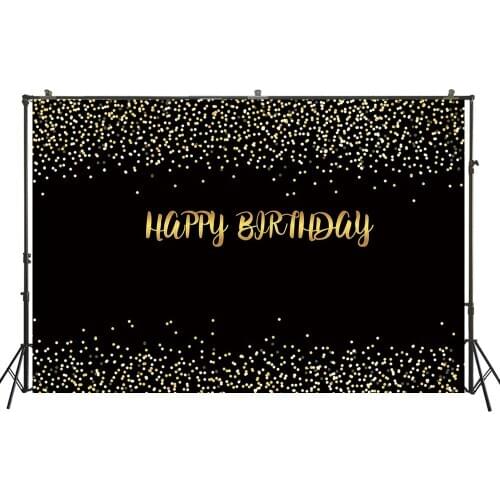 Photography Backdrops Birthday Party Banner Gold Black Sparky Glitter Desserts Table Photo Background For Studio PhotocallW4589