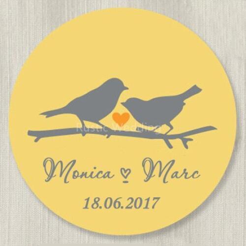 Custom Wedding Stickers - Love Birds Favor Labels Mason Jar Label Personalized Wedding Favor Gift Stickers,Hershey Kiss Stickers