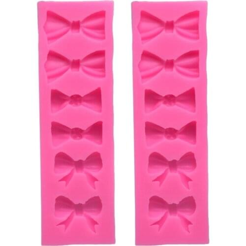 2Pcs 6 Holes Bow Mold Fondant Mould Cake Decorating Tools Chocolate Gumpaste Molds,Sugarcraft,Kitchen Accessories-ABUX