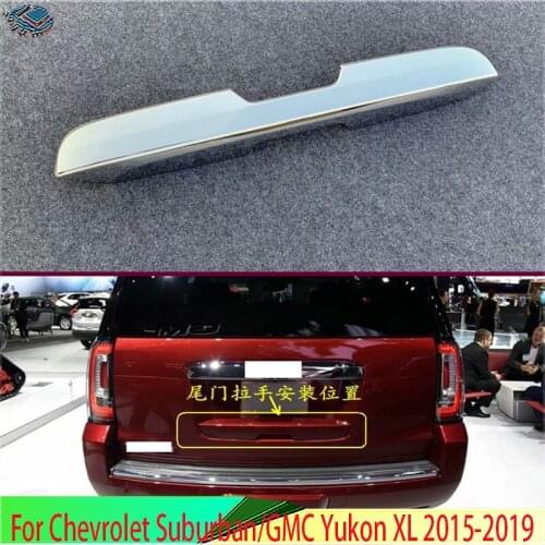 For Chevrolet Suburban/GMC Yukon XL 2015-2019 ABS Chrome Rear Trunk Tailgate Door Handle Bowl Catch Cover Trim Molding Garnish