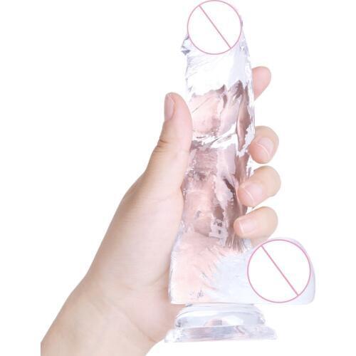 Crystal Jelly Dildo no Vibrator Strap on Dildos Male Artificial Penis Suction Cup Big Dick G-spot Orgasm Adult Sex Toy for Women