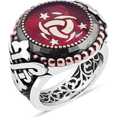 Cabochons Templar-i Mahsusa Edge Circle Cubic Zirconia Silver Men 'S Ring