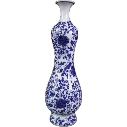 Chinese Old Porcelain Blue and White Vase With Branch Flower Pattern High Vase