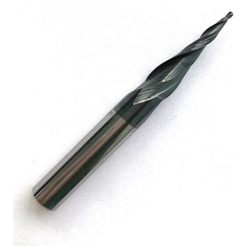 1pc HRC55 R0.5*D6*20*50L*2F Tungsten solid carbide Coated Tapered Ball Nose End Mills taper and cone endmills