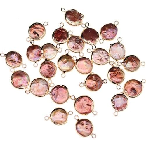 Round Natural Freshwater Pearl Beads Connector Pendants Charms For Jewelry Making DIY Accessories Fit Bracelet Necklace