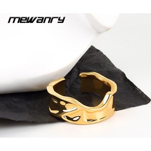 Mewanry Minimalist 925 Sterling Silver Rings INS Trend Vintage Couples Irregular Texture Party Jewelry Girls Gift Gold Open Ring