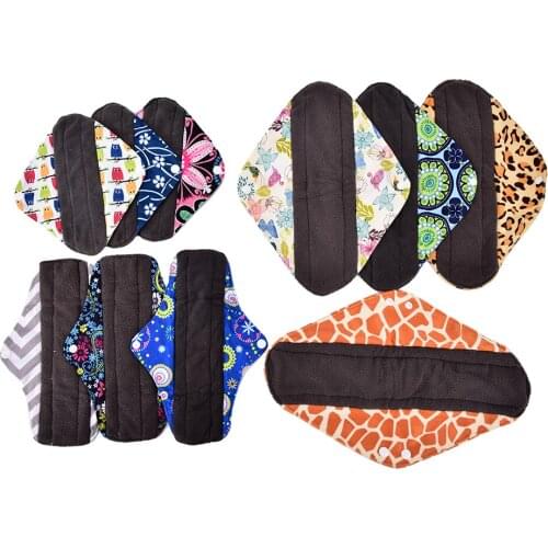 Reusable Pads bamboo Charcoal Sanitary Pads Mama Menstrual Cotton Pads Washable Panty Liner Pads Health