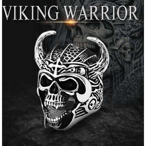 Beier 316L Stainless Steel Viking Warrior Skull Rings Amulet for men scandinavian Nordic God of War fashion biker jewelry LR692