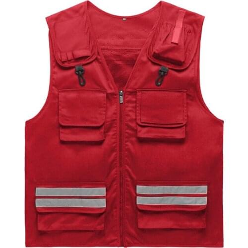 2021 Mens Stitching Reflective Stripe Multi-Pocket Vest