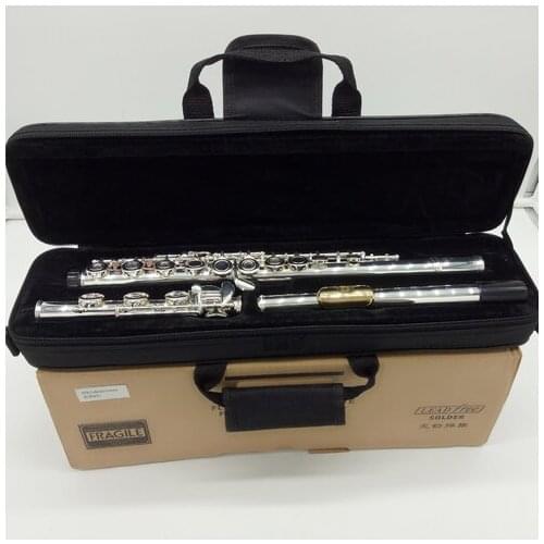 Music Fancier Club Professional Flute 382 Silver Plated Flute Gold Plated Lip Plate B Leg Open Close Holes 17 E Key