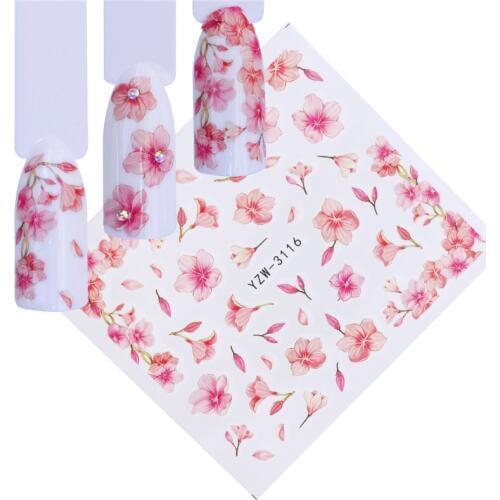 YWZLE 12 Designs Water Decals Pink Flowers Lavender Flower Dream Catcher Watermark Nail Sticker Wraps Manicure
