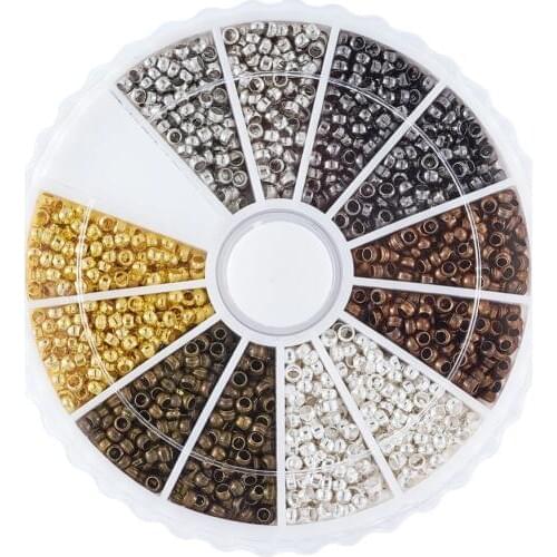 2mm Approx 3000pcs/box Rondelle Mixed Color Brass Crimp Beads jewellery findings accessories 500pcs/color with 1.2mm Hole
