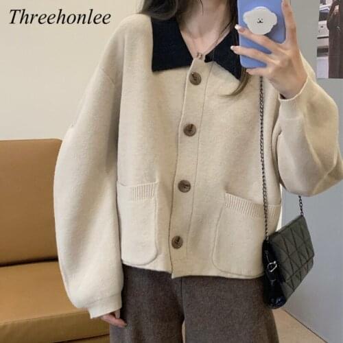 Fall 2021 Women Clothing Oversize Womens Sweaters Autumn Vintage Loose Winter Sweater Knitted Women Cardigan Knit Button Maxi