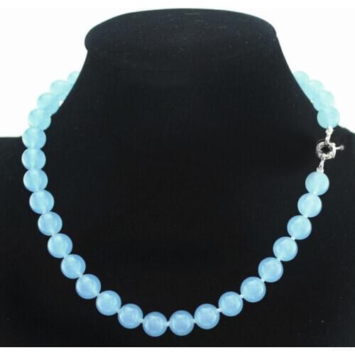 12mm Brazilian Aquamarine Blue jade Gemstones Round Beads Necklace AAA 17.5