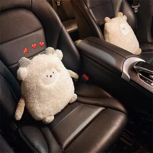 Cute Sheep Car Waist Travel Rest Cushion Auto Womens Protect Lumbar Journey Seat Pillows for Kids Car Waist Supplies Goods