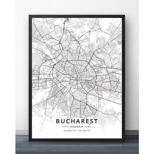 Bucharest Cluj-Napoca Romania Map Poster