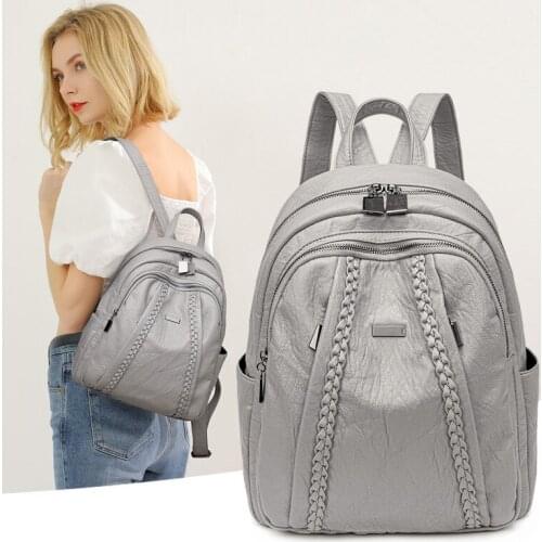 Backpack Women New Korean Style Trendy Wild Fashion Large Capacity Soft Leather Ladies Backpacks Girl Student Travel Bag