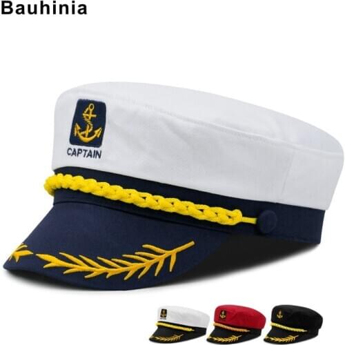 Bauhinia wheat ear embroidery captain hat short brim men and women British student hat flat cap retro navy hat