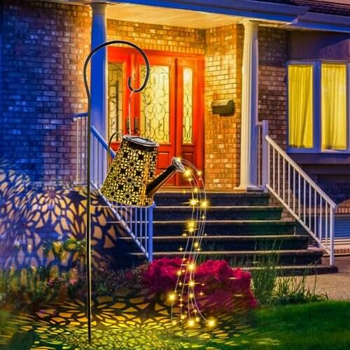 LED Solar Shower Watering Can String Lamp Metal Waterproof Water Sprinkle Light Lawn Lamp or WIthout Bracket Garden Decoration