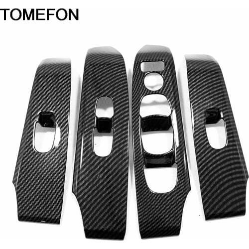 TOMEFON For Nissan Altima Teana 2019 Car Inner Door Armrest Window Switch Button Frame Cover Trim Interior Accessories ABSCarbon