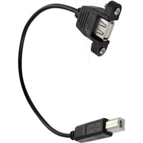 0.25m USB 2.0 A female socket panel mount to USB B male plug extension cable