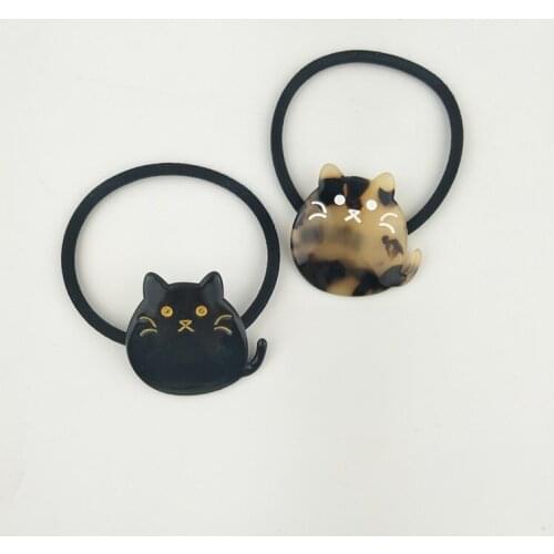 Japanese Simple Cute Acetate Cat Rubber Band Hair Accessories Sweet Girl Children Fashion Ponytail Headwear