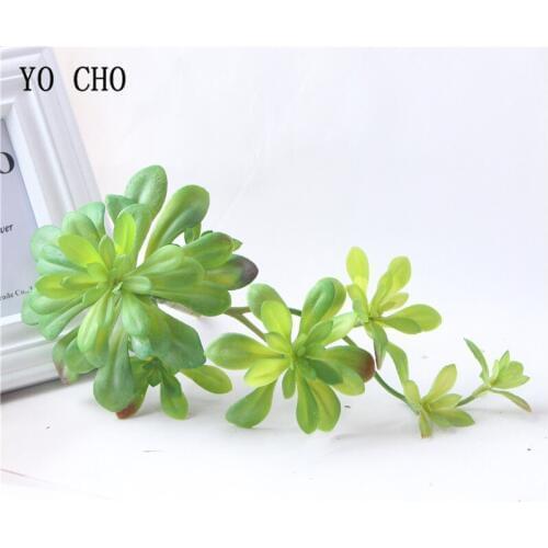YO CHO 1PC Artificial Succulents Plant Green Leaf For Garden Bar Home Decoration DIY Fake Hanging Succulent Flower Wall Decor