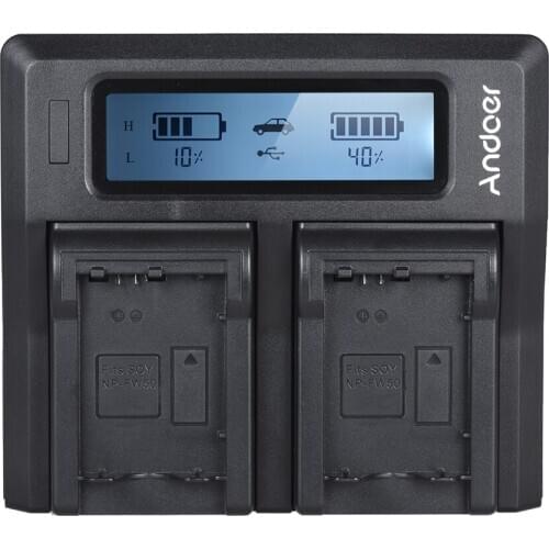 Andoer EN-EL15 Dual Channel Digital Camera Battery Charger w/ LCD Display for Nikon D500 D610 D7000 D7100 D750 D800 D810 D7200