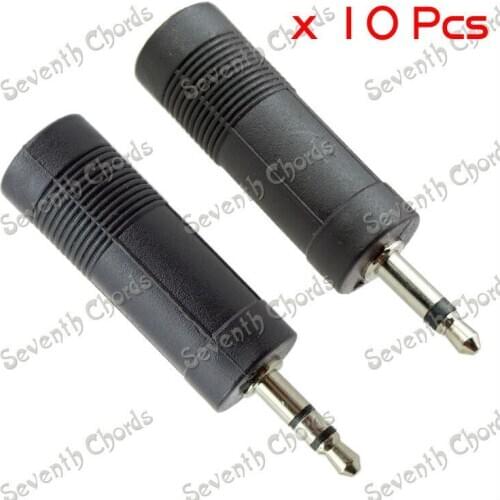 10 Pcs Microphone Guitar Cable Audio Converter Adapter Coupler Connector 1/4" 6.35 Female Jack To 1/8" 3.5 Male Plug