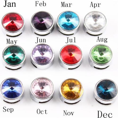 120pcs/lot Mixed Color Crystal 8mm Birthstone Slide Charms Fit Pet Collar DIY Necklace & Bracelet Jan-Dec per Month 10pcs