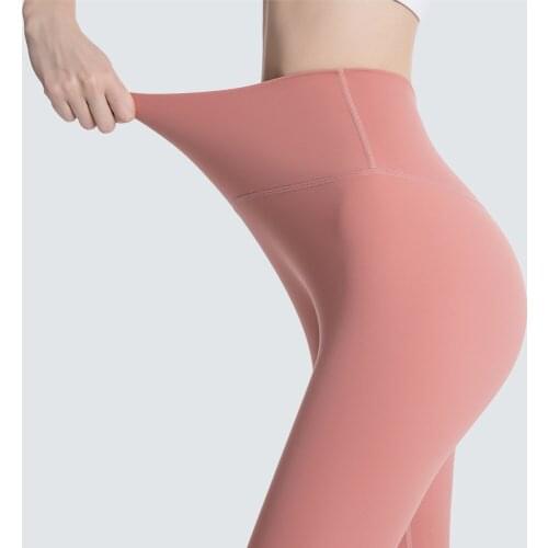 2021 Nude Feeling No Embarrassment Line High Waist Fitness Tight-Fitting Skin-Friendly Elastic Quick-Drying Peach Hip Pants