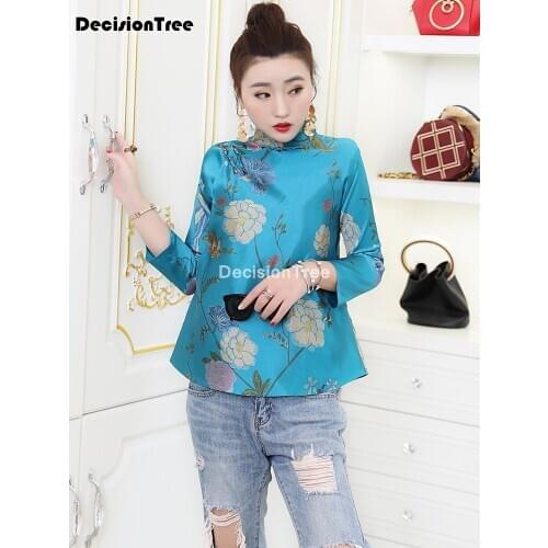 2021 womens casual jacket chinese style cheongsam coat womens qipao jacket elegant lady coat outerwear womens satin jacket