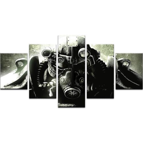 5 Piece Modular Fallout 4 Soldier Armor Art Poster Canvas Print Home Decor Wall Art Poster Living Room Canvas Painting Artwork