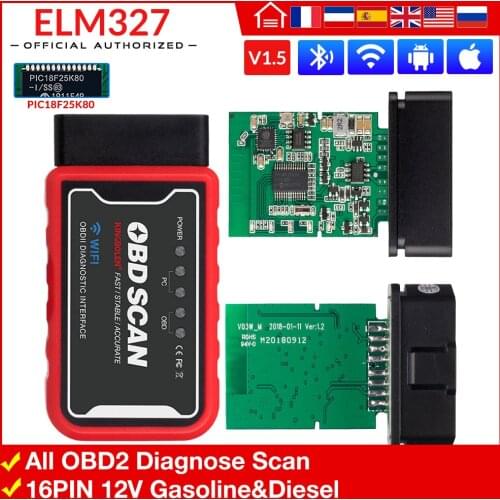 ELM327 Wifi/Bluetooth V1.5 PIC18F25K80 Chip obd2 scanner OBDII code reader For Android IOS car diagnostic tool PK ICAR 2