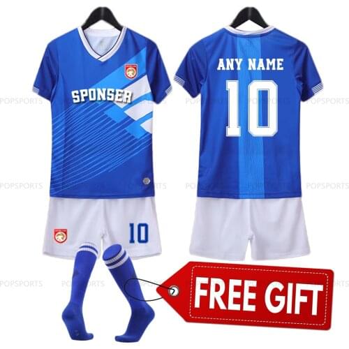 Free socks Boys Football Jersey tracksuit Child Soccer Sports Personalized Uniforms Kids Sportswear Kits childrens football
