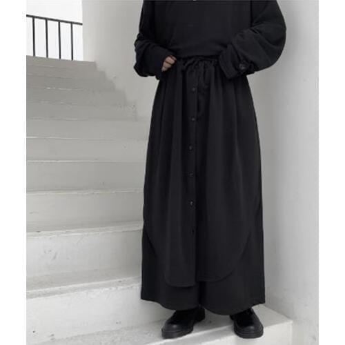 Men Japan Street Fashion Casual Straight Skirt Pant Male Fashion Hip Hop Loose Harem Trousers Kimono Pant Stage Clothes