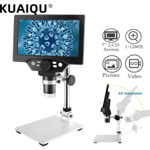 Digital Video Microscope Electronic 1200X 7 inch HD LCD Continuous Amplification Soldering Microscope Phone Repair MagnifierTooL