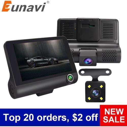 Eunavi Car DVR 3 Cameras Lens 4.0 Inch Dash Camera Dual Lens With Rearview Camera Video Recorder Auto Registrator Dvrs Dash Cam