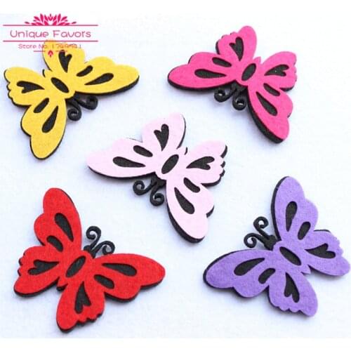 50pcs 65mm BIG Size Multi Colors Felt Fabric Butterfly Appliques Non Woven Fabric Butterfly Patches DIY Craft Supply