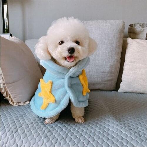 Fleece Dog Hoodies Clothes Winter Warm Solid Dog Long Neck Collar Coat Adjustable Four-legged Sweater Pet Puppy Overalls Jacket