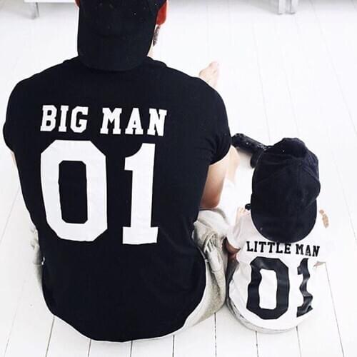 Funny Big man Little Men letter Print Family Matching Clothes Dad and Son T-shirt graphic tees summer tips
